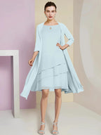 A-Line/Princess Jewel Neck Knee-Length Mother of the Bride Dresses