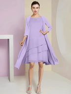 A-Line/Princess Jewel Neck Knee-Length Mother of the Bride Dresses