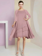 A-Line/Princess Jewel Neck Knee-Length Mother of the Bride Dresses