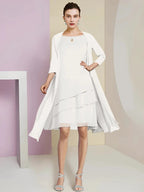 A-Line/Princess Jewel Neck Knee-Length Mother of the Bride Dresses
