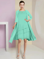 A-Line/Princess Jewel Neck Knee-Length Mother of the Bride Dresses