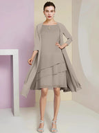A-Line/Princess Jewel Neck Knee-Length Mother of the Bride Dresses