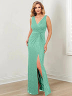Sheath/Column V-Neck Floor-Length Mother of the Bride Dresses