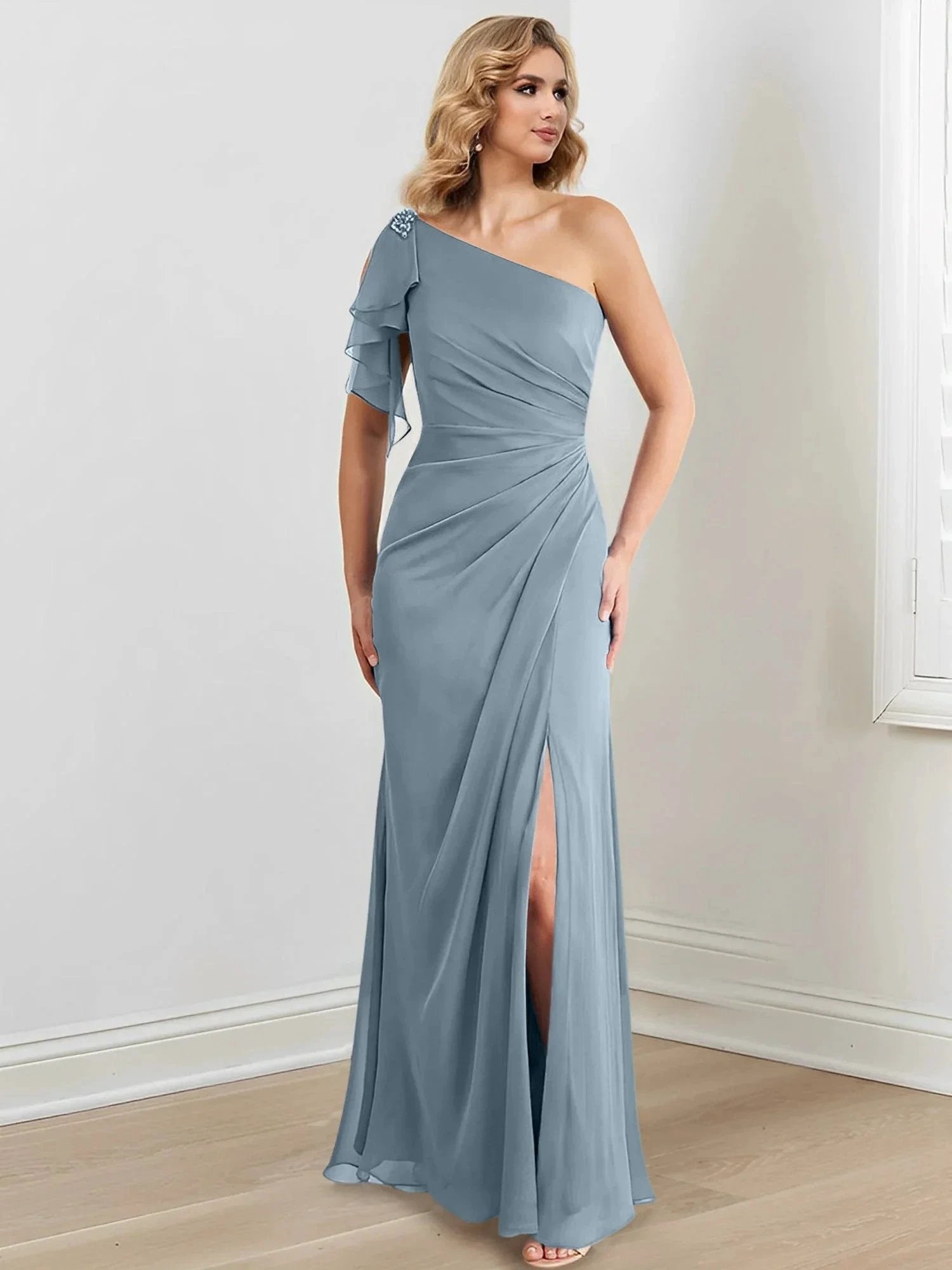 Sheath/Column One-Shoulder Floor-Length Mother of the Bride Dresses