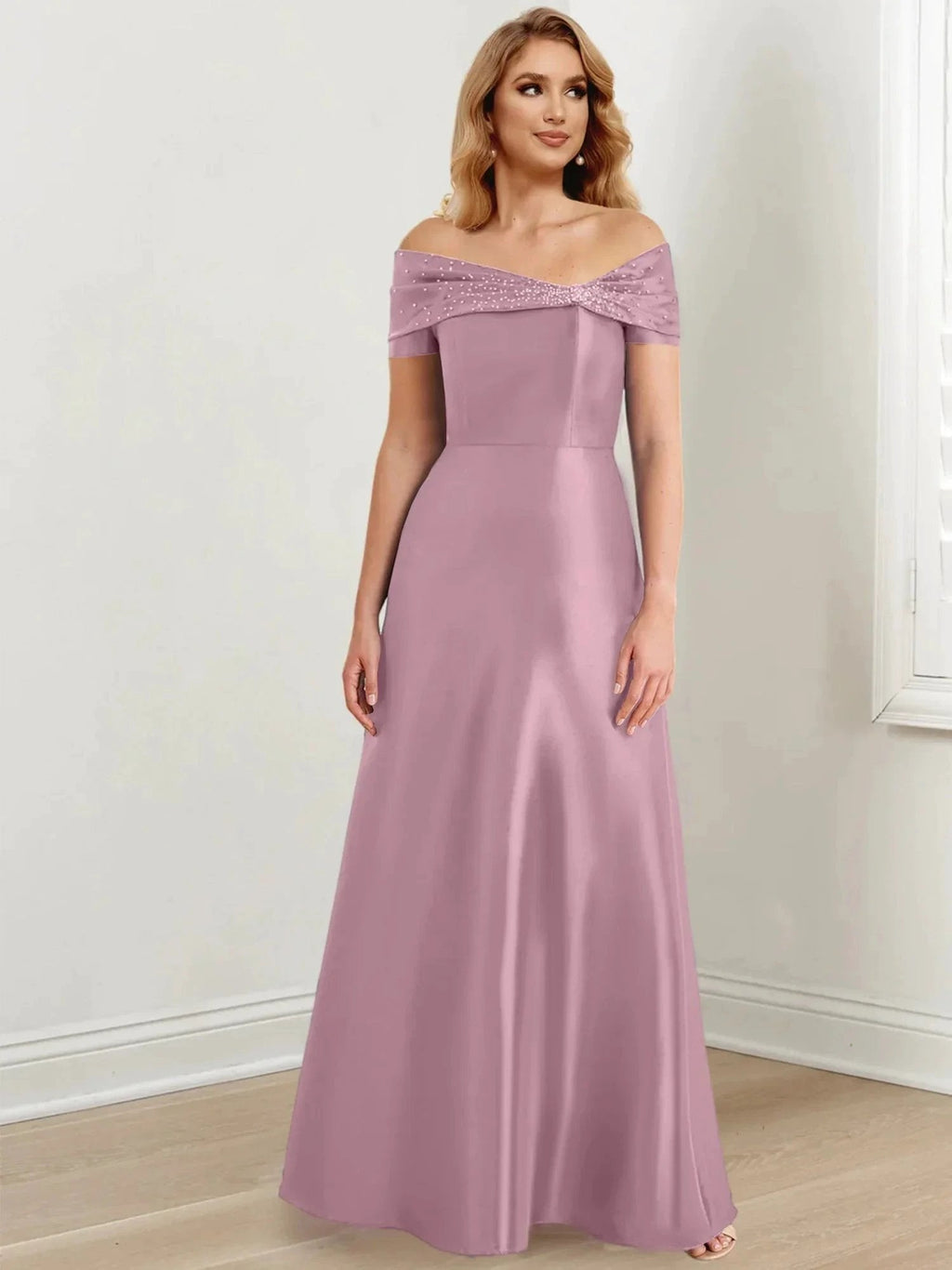 A-Line/Princess Off-the-Shoulder Floor-Length Mother of the Bride Dresses