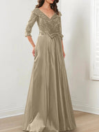 A-Line/Princess V-Neck Floor-Length Mother of the Bride Dresses