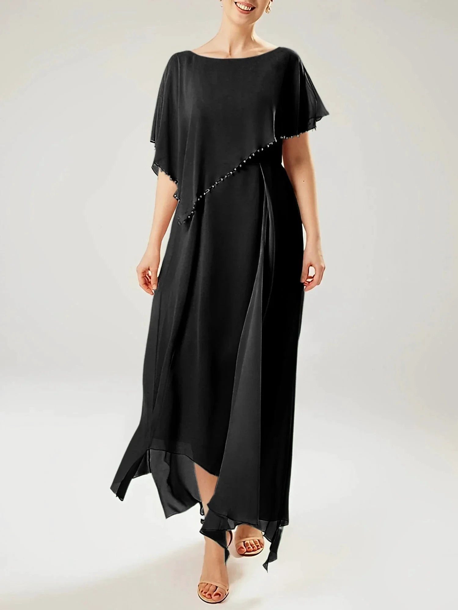 Sheath/Column Scoop Short Sleeves Mother of the Bride Dresses with Tassel