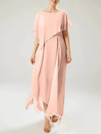 Sheath/Column Scoop Short Sleeves Mother of the Bride Dresses with Tassel