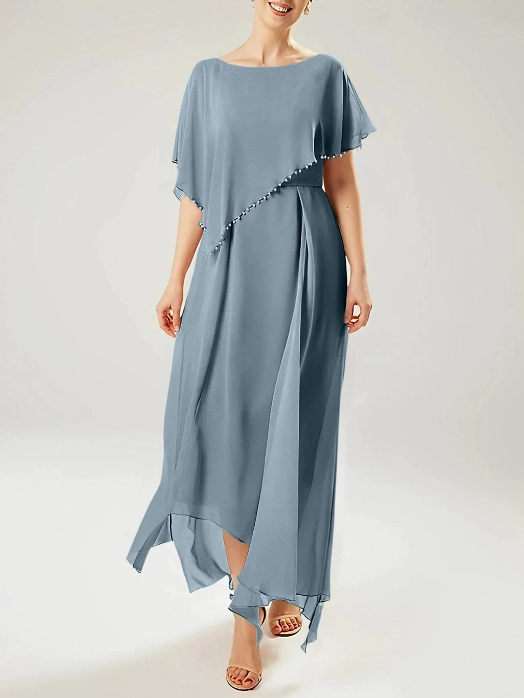 Sheath/Column Scoop Short Sleeves Mother of the Bride Dresses with Tassel