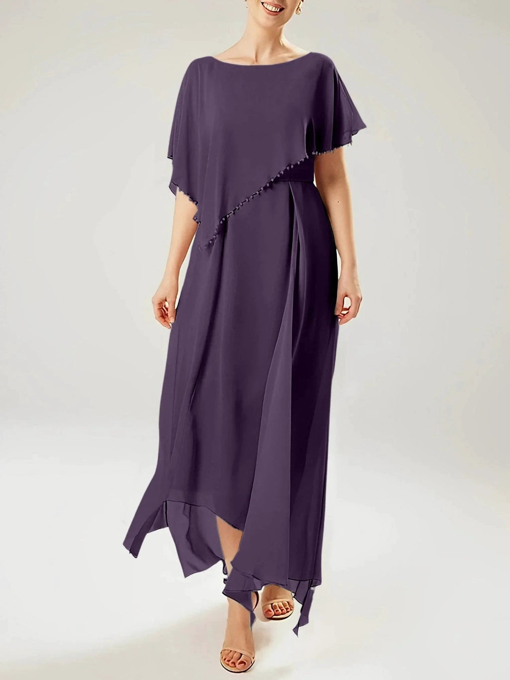 Sheath/Column Scoop Short Sleeves Mother of the Bride Dresses with Tassel