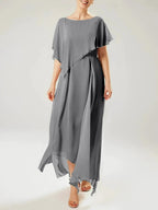 Sheath/Column Scoop Short Sleeves Mother of the Bride Dresses with Tassel