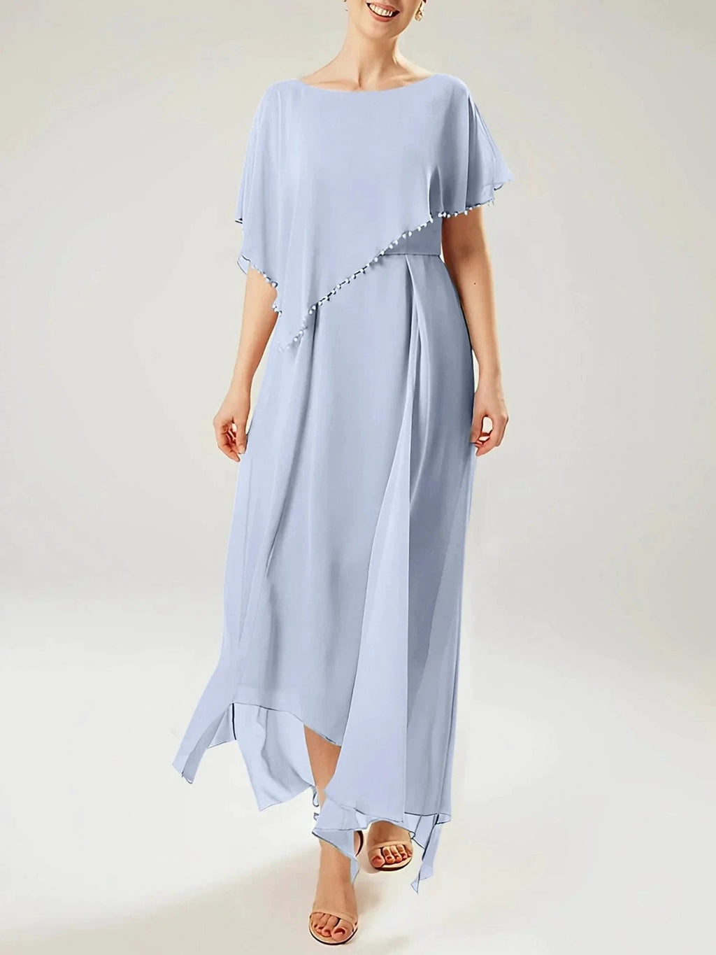 Sheath/Column Scoop Short Sleeves Mother of the Bride Dresses with Tassel