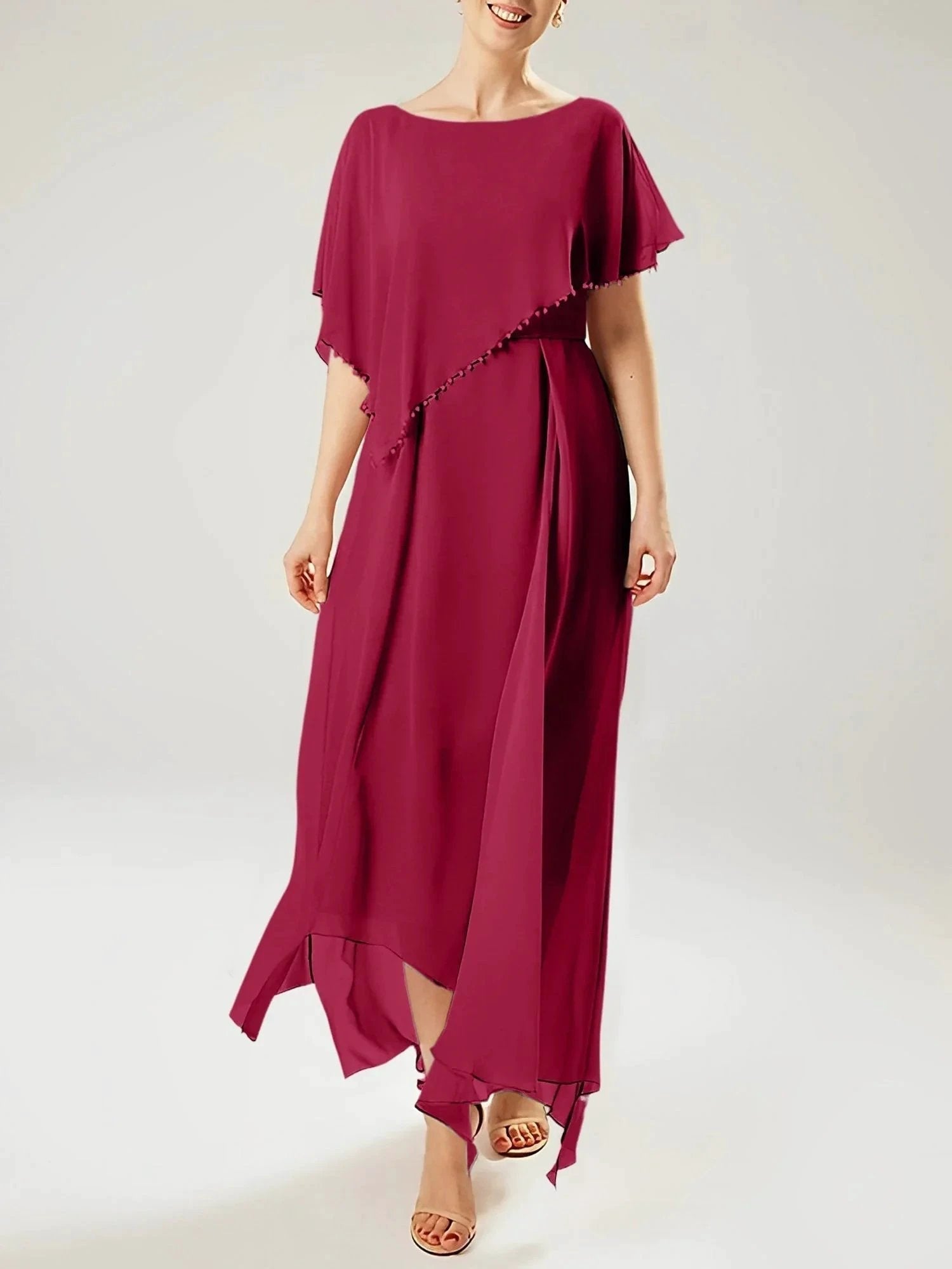 Sheath/Column Scoop Short Sleeves Mother of the Bride Dresses with Tassel