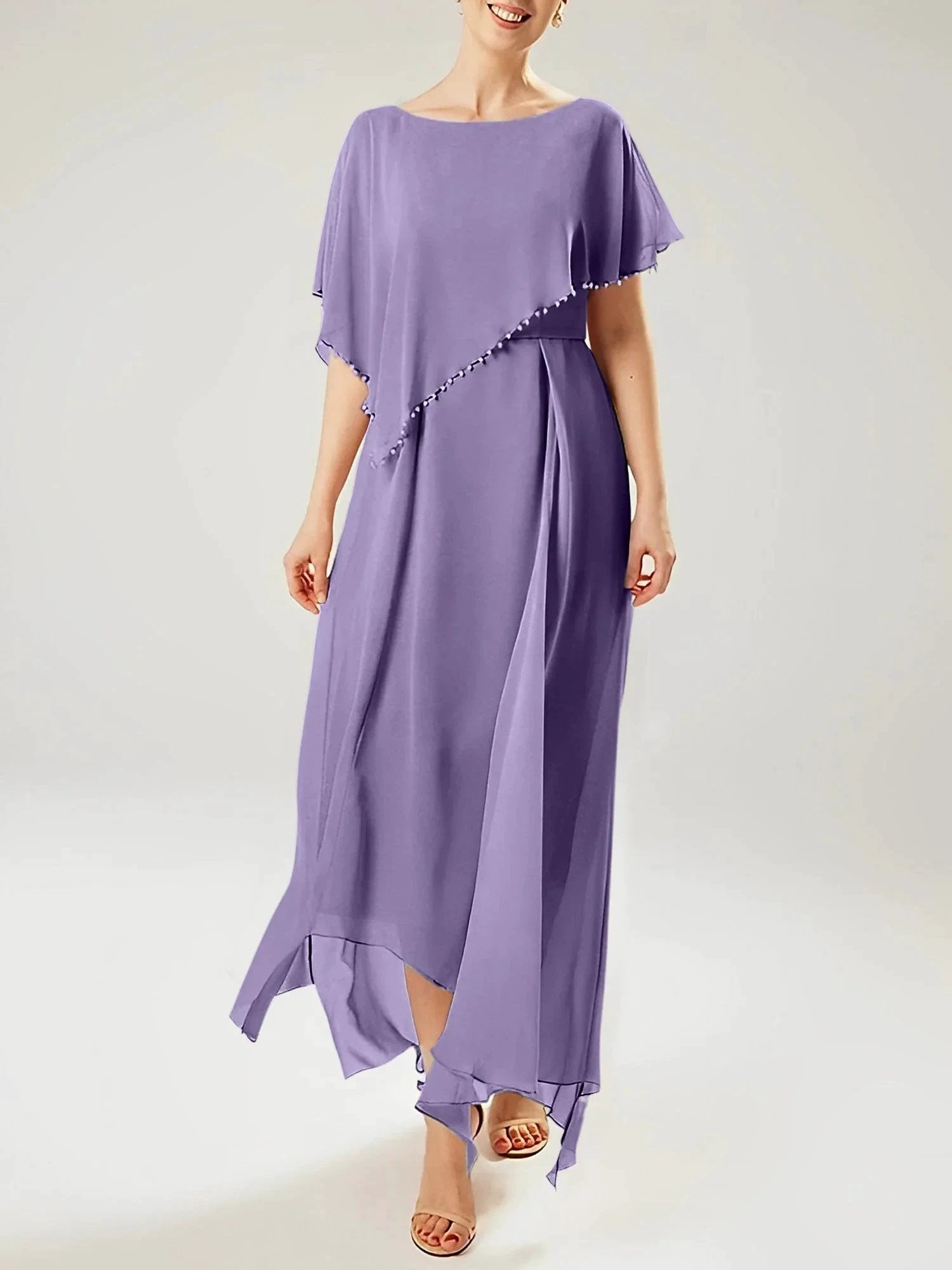 Sheath/Column Scoop Short Sleeves Mother of the Bride Dresses with Tassel