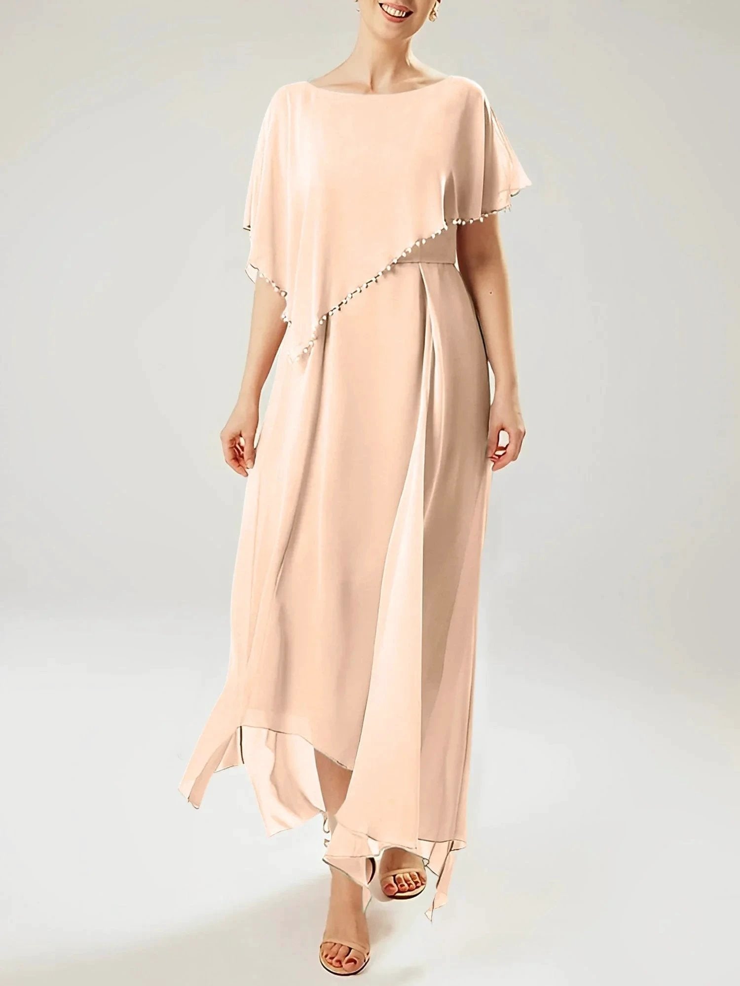Sheath/Column Scoop Short Sleeves Mother of the Bride Dresses with Tassel
