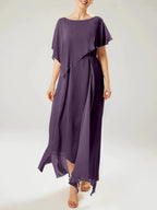 Sheath/Column Scoop Short Sleeves Mother of the Bride Dresses with Tassel