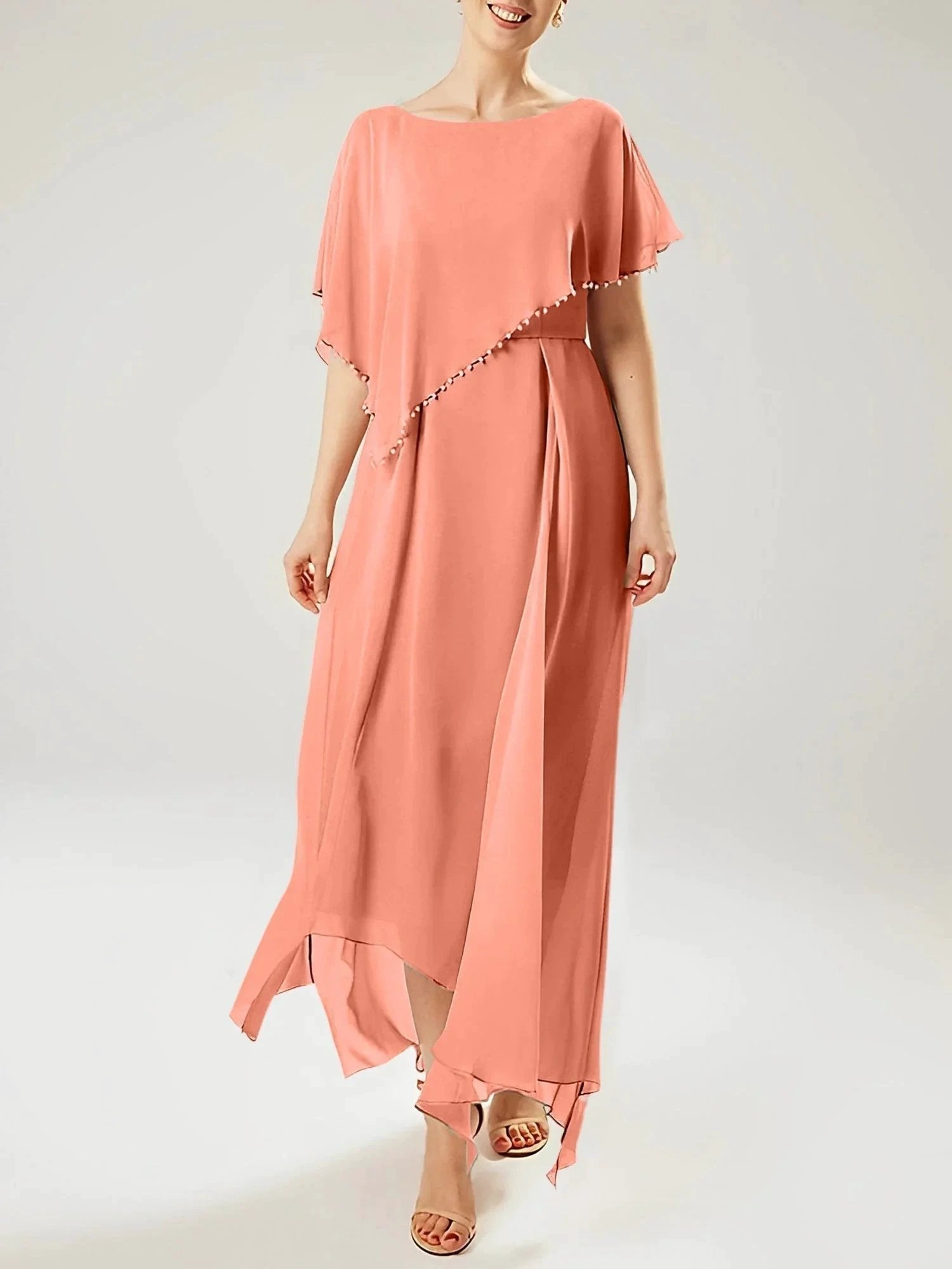 Sheath/Column Scoop Short Sleeves Mother of the Bride Dresses with Tassel