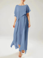 Sheath/Column Scoop Short Sleeves Mother of the Bride Dresses with Tassel