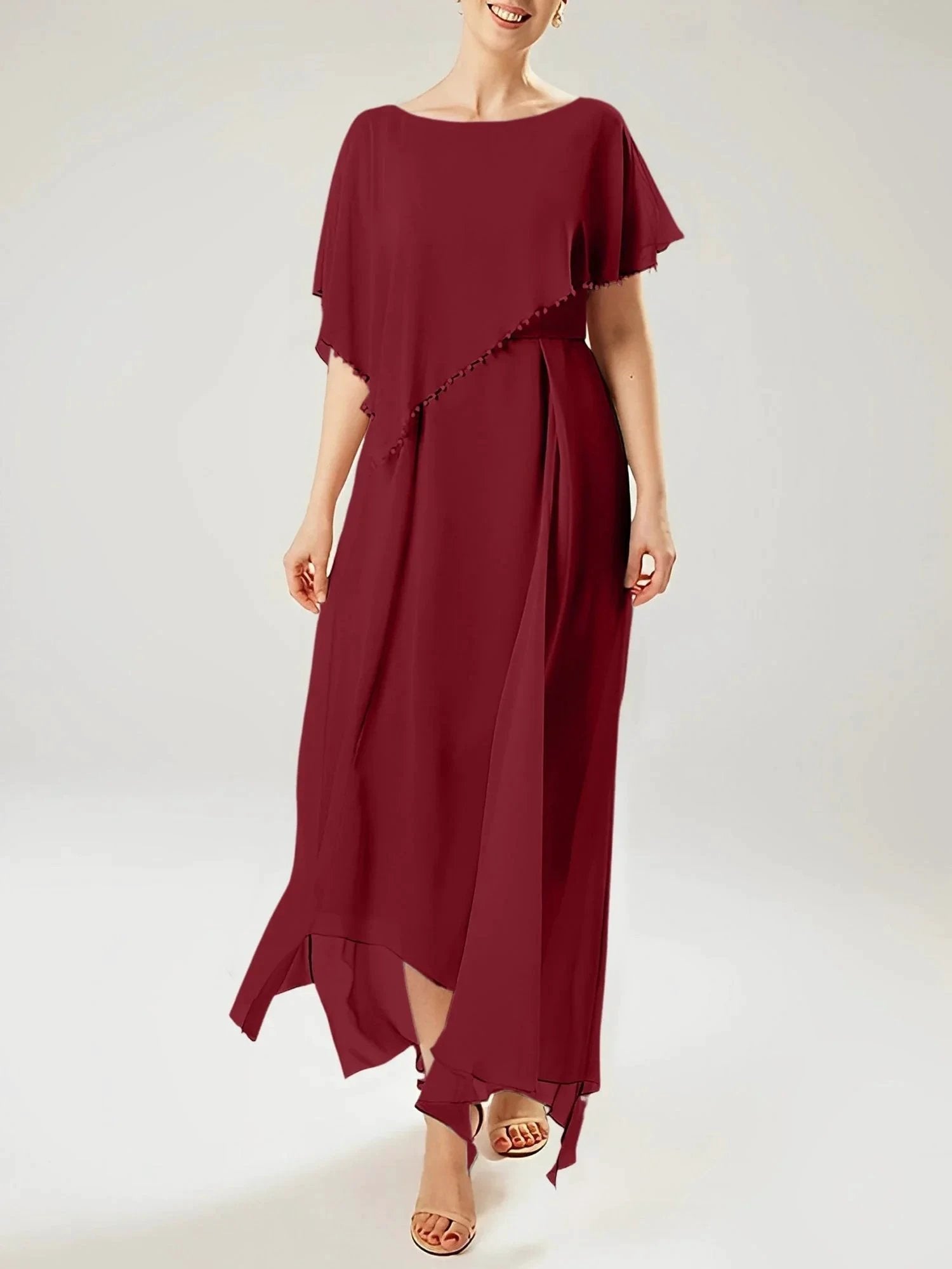Sheath/Column Scoop Short Sleeves Mother of the Bride Dresses with Tassel