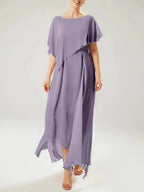 Sheath/Column Scoop Short Sleeves Mother of the Bride Dresses with Tassel