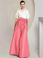 A-Line/Princess  Shirt Collar Short Sleeves 2 pieces Mother Of The Bride Dresses