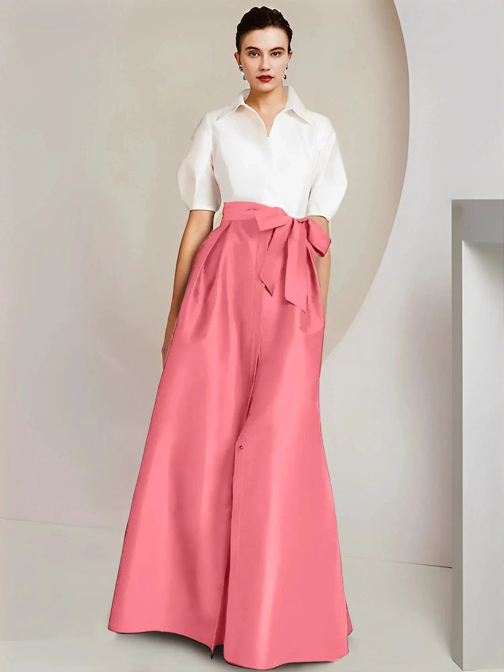 A-Line/Princess  Shirt Collar Short Sleeves 2 pieces Mother Of The Bride Dresses