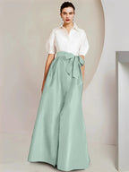 A-Line/Princess  Shirt Collar Short Sleeves 2 pieces Mother Of The Bride Dresses