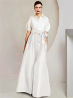 A-Line/Princess  Shirt Collar Short Sleeves 2 pieces Mother Of The Bride Dresses