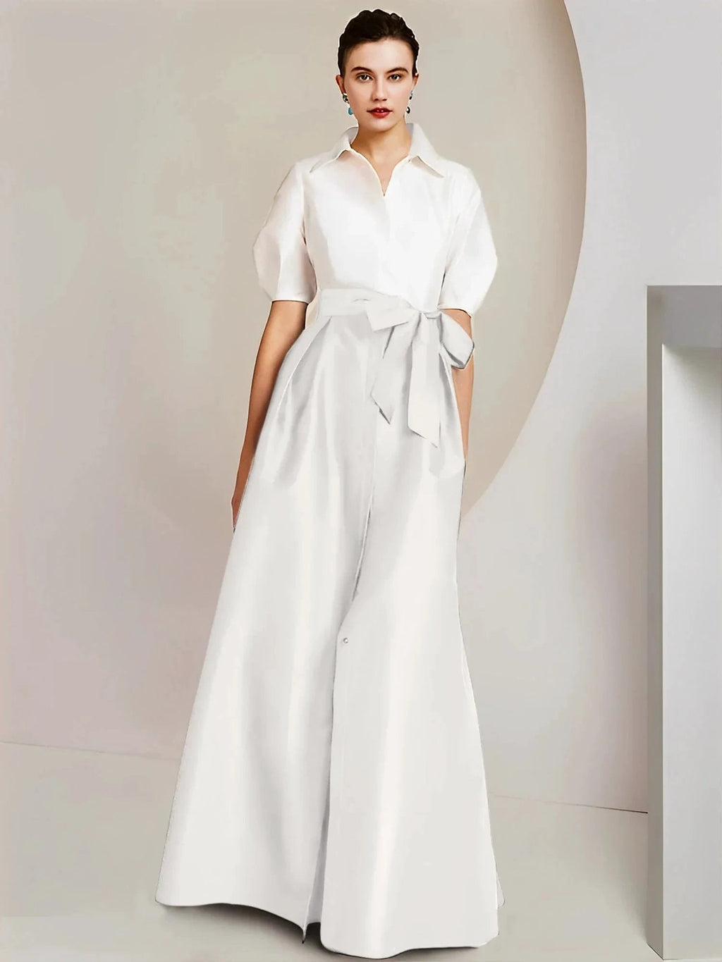 A-Line/Princess  Shirt Collar Short Sleeves 2 pieces Mother Of The Bride Dresses