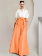 A-Line/Princess  Shirt Collar Short Sleeves 2 pieces Mother Of The Bride Dresses