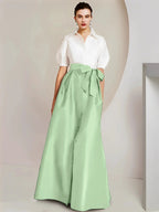 A-Line/Princess  Shirt Collar Short Sleeves 2 pieces Mother Of The Bride Dresses