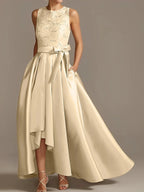 A-Line/Princess Jewel Neck Sleeveless Mother Of The Bride Dresses With Pleats Lace