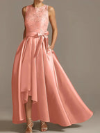 A-Line/Princess Jewel Neck Sleeveless Mother Of The Bride Dresses With Pleats Lace