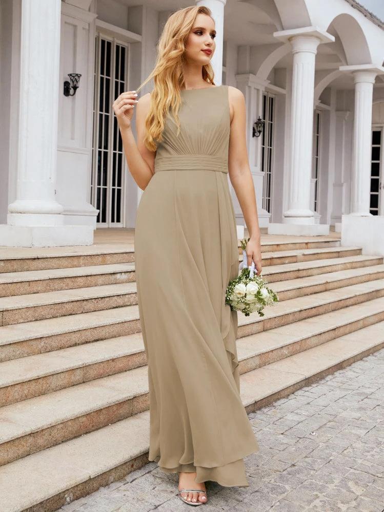Numbersea Bridesmaid Dresses for Wedding Ruffles Long Formal Prom Gowns 28039