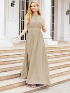 Numbersea Halter Bridesmaid Dress Empire Waist Formal Evening Prom Gown for Mother of The Bride 28030