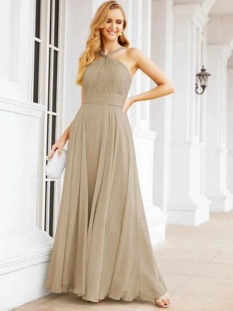 Numbersea Crisscross Halter Bridesmaid Dresses for Party Wedding Evening Prom Maxi Ball Gowns 28053