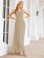 Numbersea Spaghetti Strap Bridesmaid Dresses V-Neck Long A-Line Formal Prom Gowns 28063
