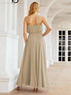 Numbersea  Halter Long Bridesmaid Dresses Formal A line Juniors Dress 28029