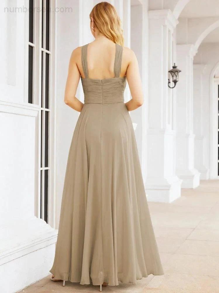 Numbersea Crisscross Halter Bridesmaid Dresses for Party Wedding Evening Prom Maxi Ball Gowns 28053