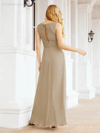 Formal Prom Gown Elegant V-Neck Sleeveless Bridesmaid Dresses for Wedding Party 28037
