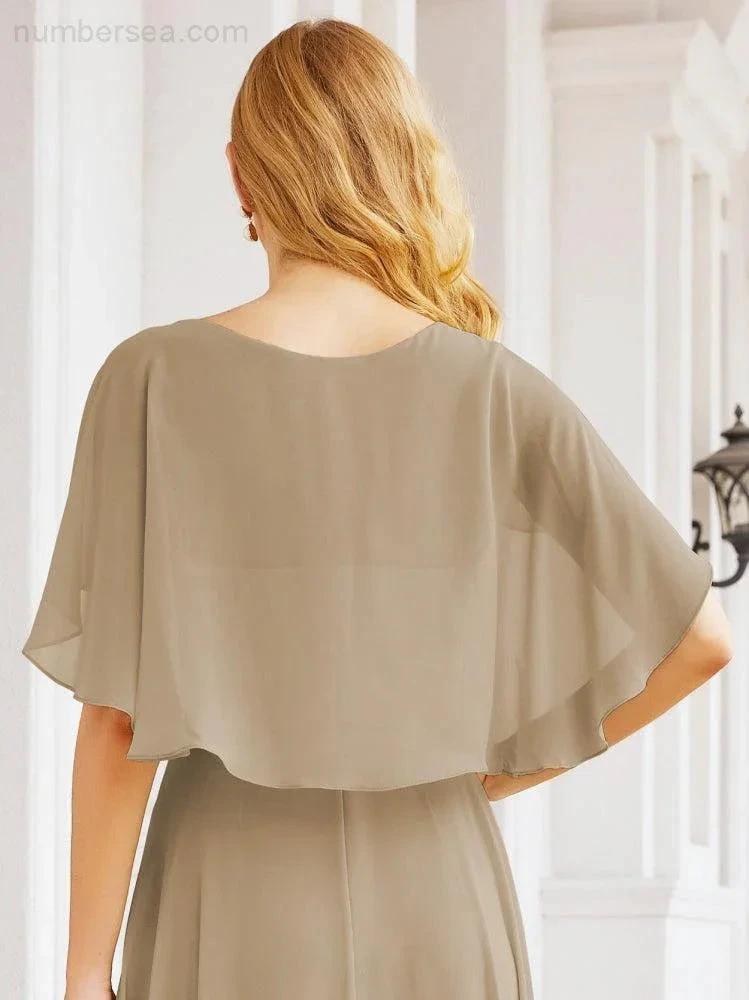 Numbersea Bridesmaid Dresses for Wedding Formal Evening Party Prom Gown with Cape 28050