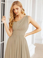 Numbersea One Shoulder Bridesmaid Dresses Long Maxi Formal Evening Party Prom Gowns 28061