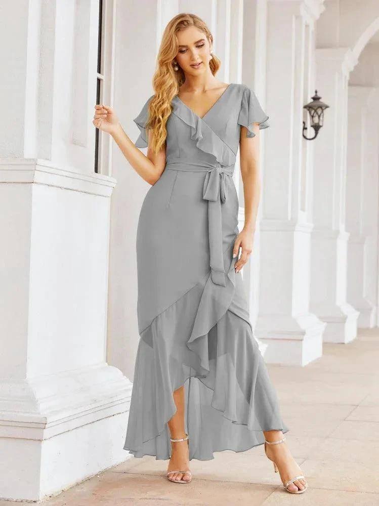 Numbersea Ruffled Bridesmaid Dresses Mermaid Formal Violin Evening Party Prom Gowns 28042