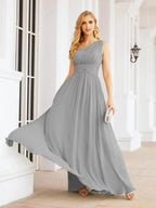 Numbersea One Shoulder Bridesmaid Dresses Long Maxi Formal Evening Party Prom Gowns 28061