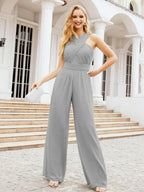 Numbersea Crisscross Neck Jumpsuit Formal Evening Dress Long Bridesmaid Dresses Bell-bottomed Pants 28033