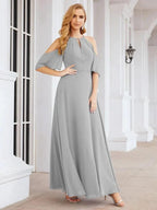 Numbersea Cold Shoulder Bridesmaid Dresses A-Line Long Formal Evening Gowns 28074