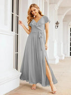 Bridesmaid Dresses with Flutter Sleeves Formal Evening Party Prom Gowns 28044