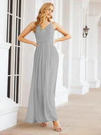 Numbersea Spaghetti Strap Bridesmaid Dresses V-Neck Long A-Line Formal Prom Gowns 28063