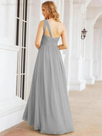 Numbersea One Shoulder Bridesmaid Dresses Long Maxi Formal Evening Party Prom Gowns 28061