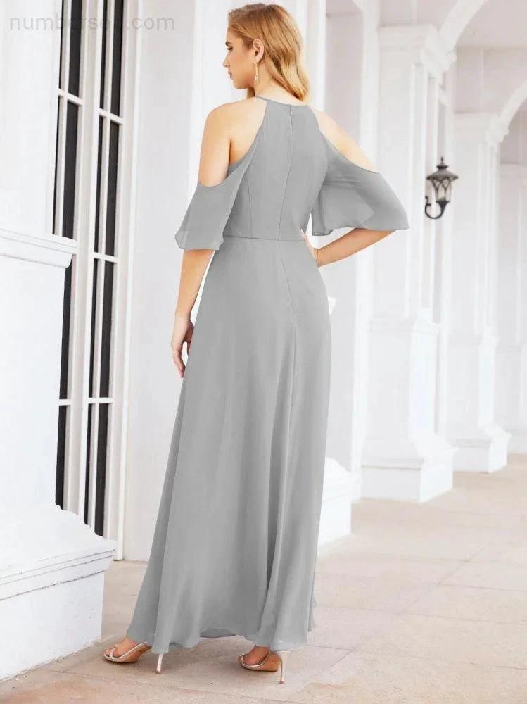 Numbersea Cold Shoulder Bridesmaid Dresses A-Line Long Formal Evening Gowns 28074
